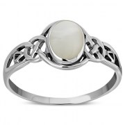 Celtic Stone Ring w Mother of Pearl, r464